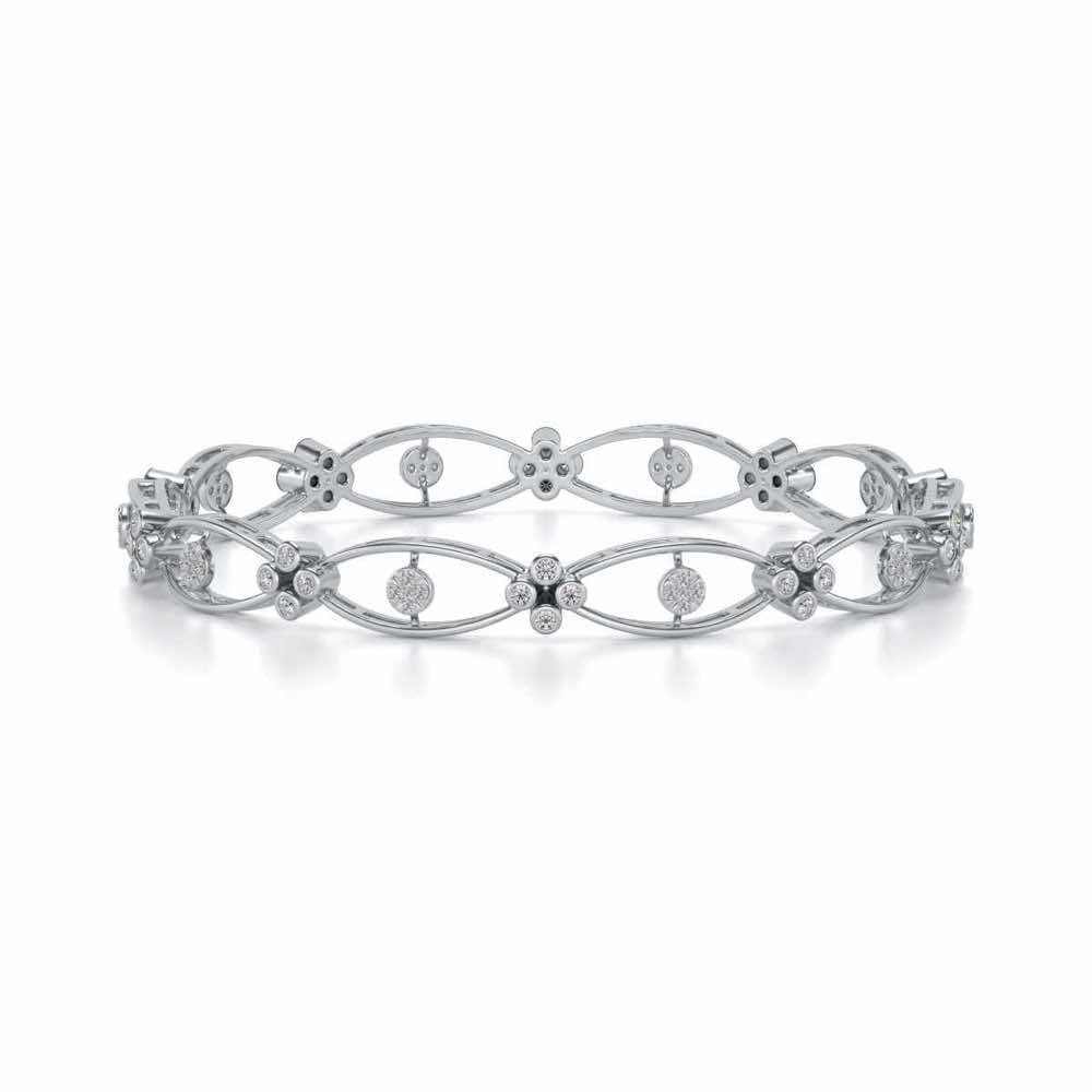 Glimmer Wave Silver Bangles - White Gold - Image 4
