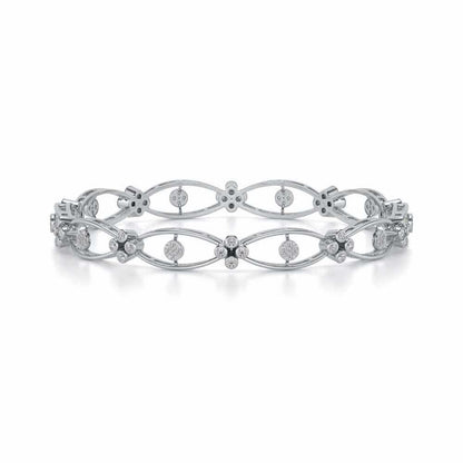 Glimmer Wave Silver Bangles - White Gold - Image 4
