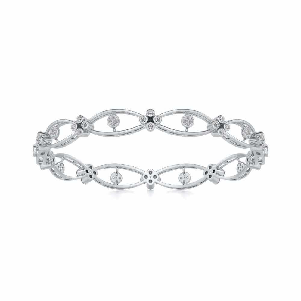 Glimmer Wave Silver Bangles - White Gold - Image 5