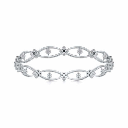 Glimmer Wave Silver Bangles - White Gold - Image 5