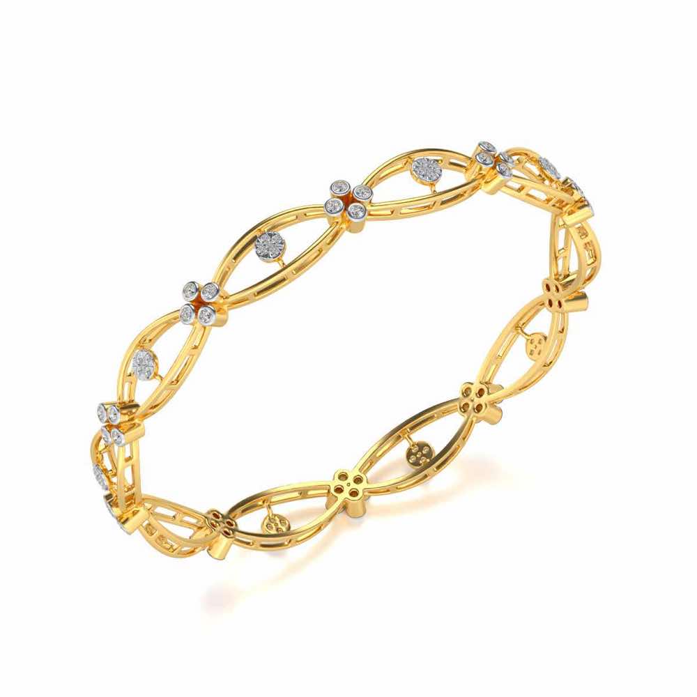 Glimmer Wave Silver Bangles - Yellow Gold - Image 1
