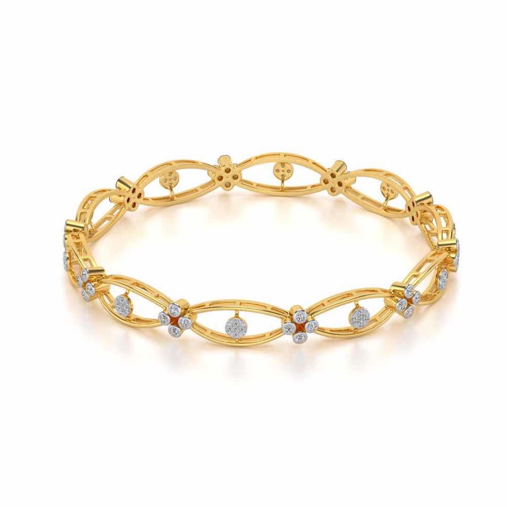 Glimmer Wave Silver Bangles - Yellow Gold - Image 2
