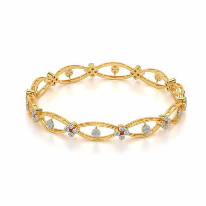 Glimmer Wave Silver Bangles - Yellow Gold - Image 2