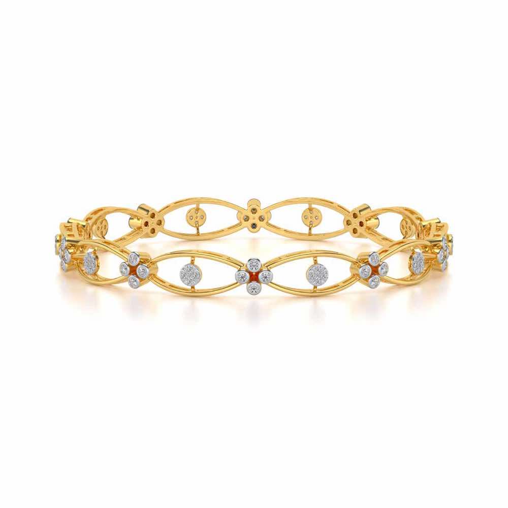 Glimmer Wave Silver Bangles - Yellow Gold - Image 4