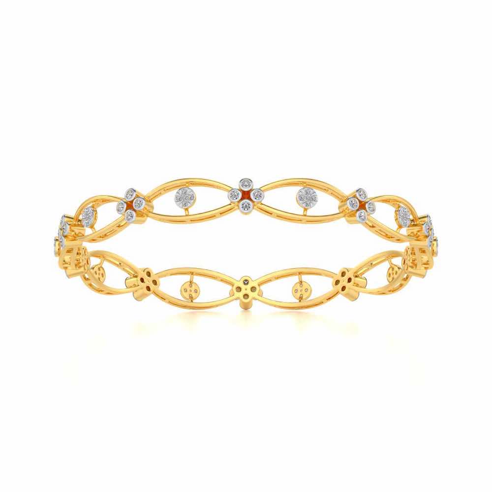 Glimmer Wave Silver Bangles - Yellow Gold - Image 5