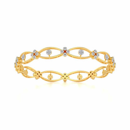Glimmer Wave Silver Bangles - Yellow Gold - Image 5