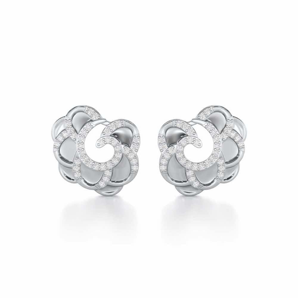 Glimmering Radiance Silver Earrings - White Gold - Image 1