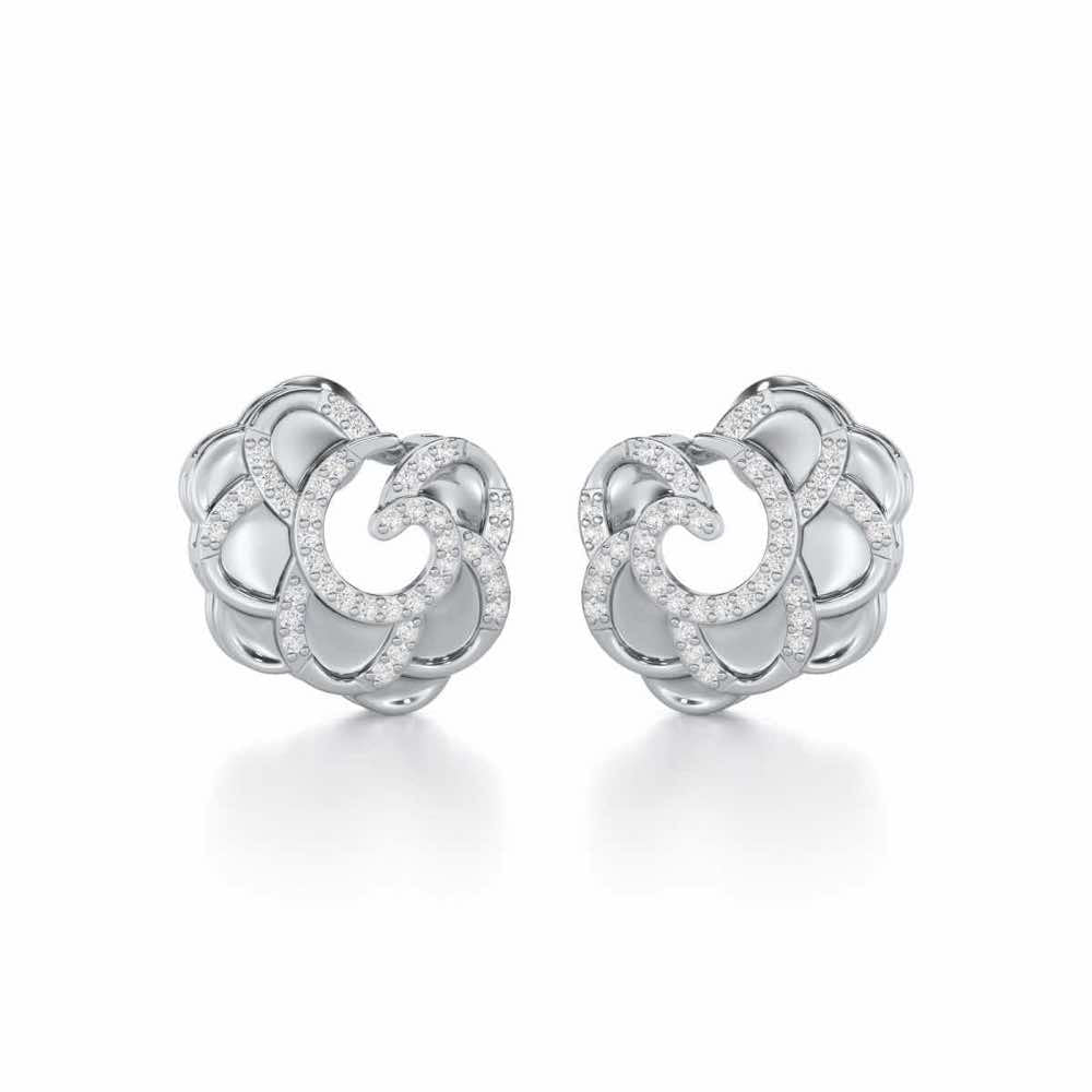 Glimmering Radiance Silver Earrings - White Gold - Image 2