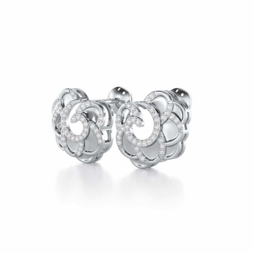 Glimmering Radiance Silver Earrings - White Gold - Image 3