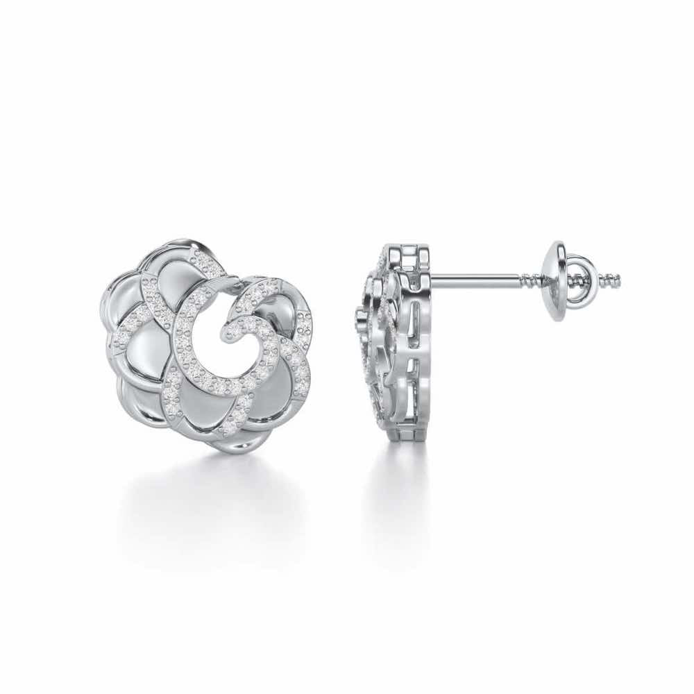 Glimmering Radiance Silver Earrings - White Gold - Image 4