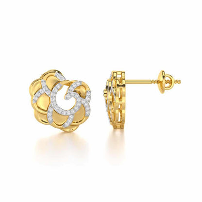 Glimmering Radiance Silver Earrings - Yellow Gold - Image 4