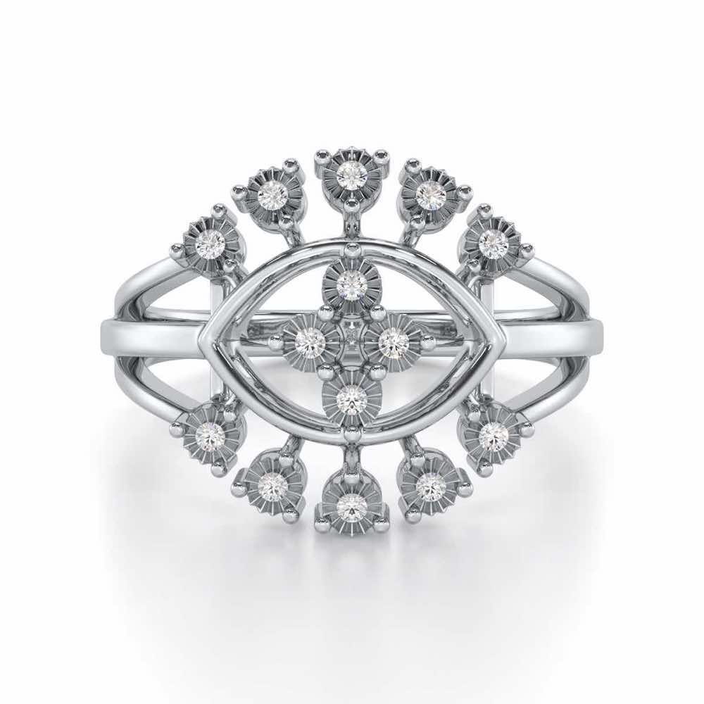 Glinting one Silver Ring - White Gold - Image 4