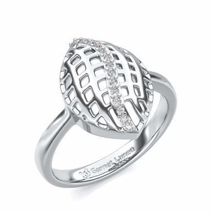 Glitter Drop Silver Ring - White Gold - Image 1