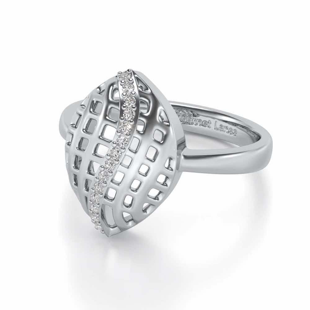 Glitter Drop Silver Ring - White Gold - Image 2
