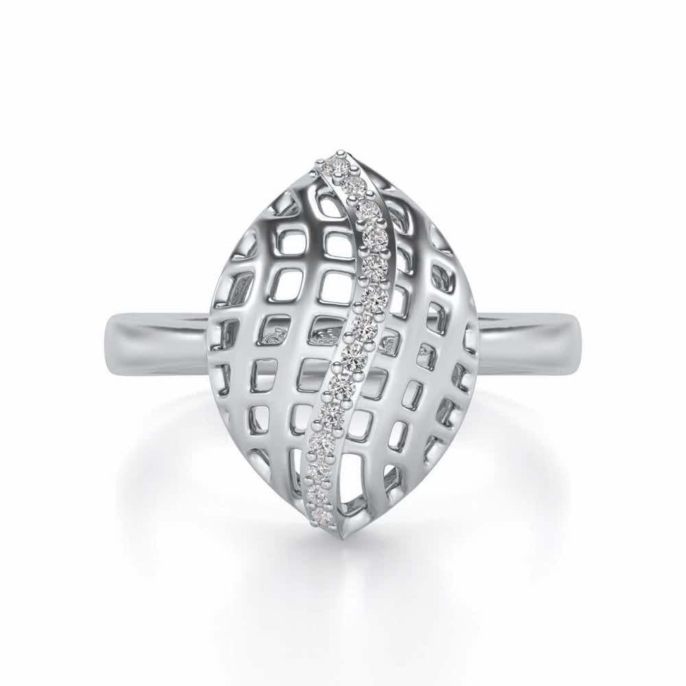 Glitter Drop Silver Ring - White Gold - Image 4