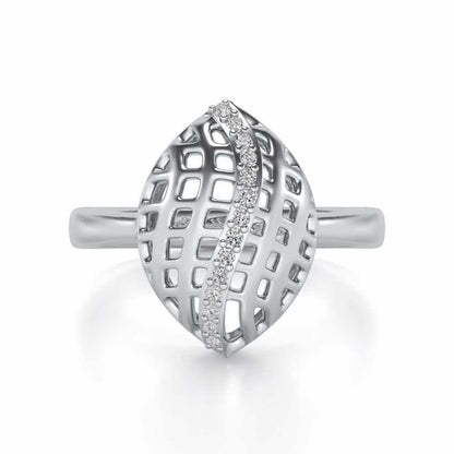 Glitter Drop Silver Ring - White Gold - Image 4