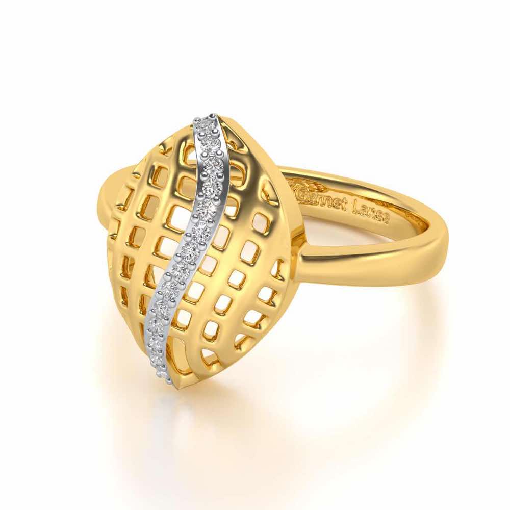 Glitter Drop Silver Ring - Yellow Gold - Image 2