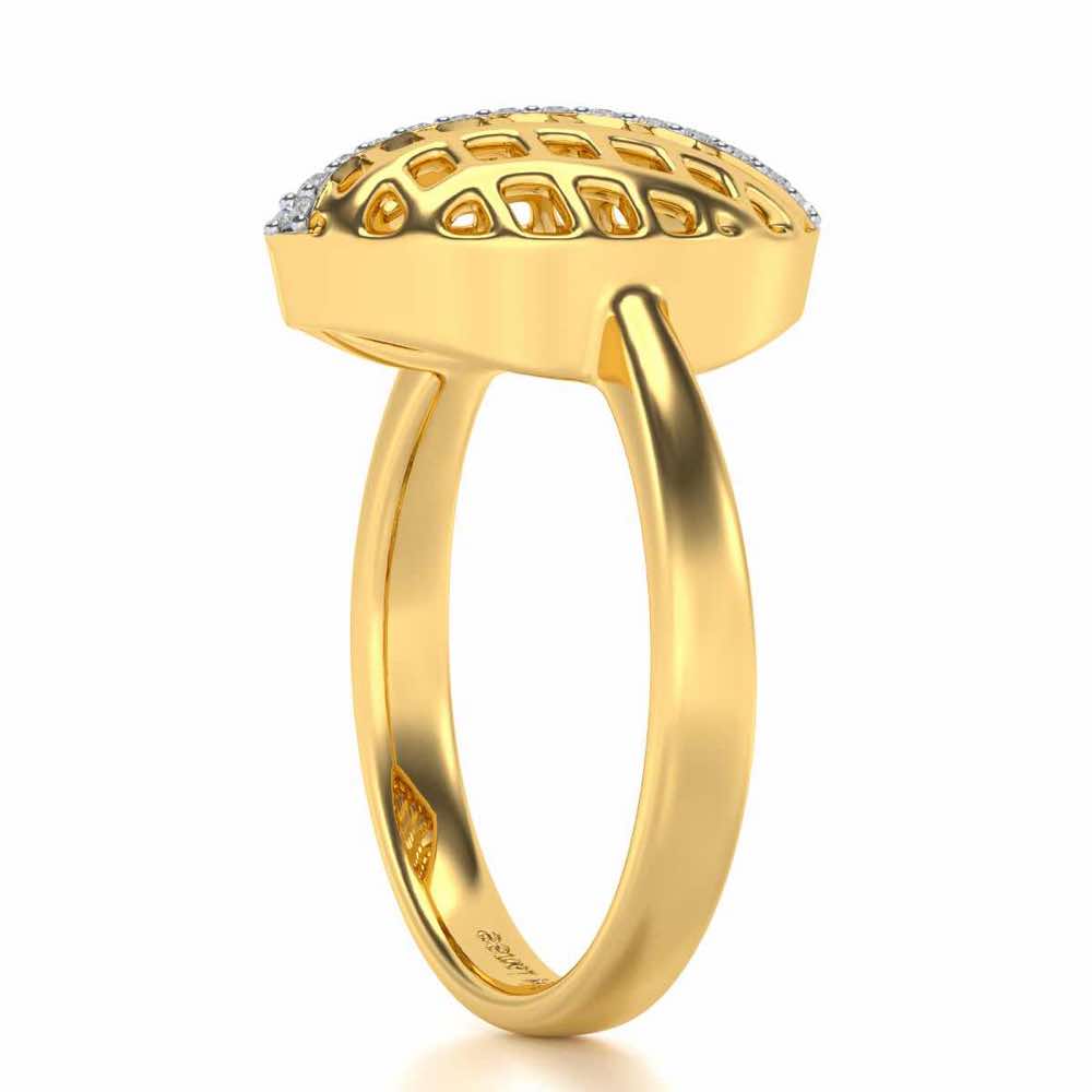 Glitter Drop Silver Ring - Yellow Gold - Image 3