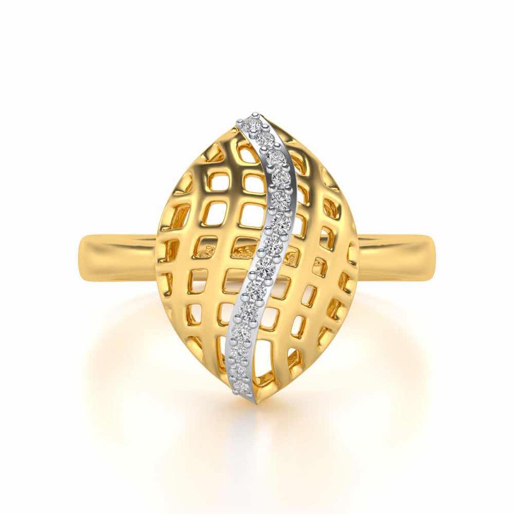 Glitter Drop Silver Ring - Yellow Gold - Image 4