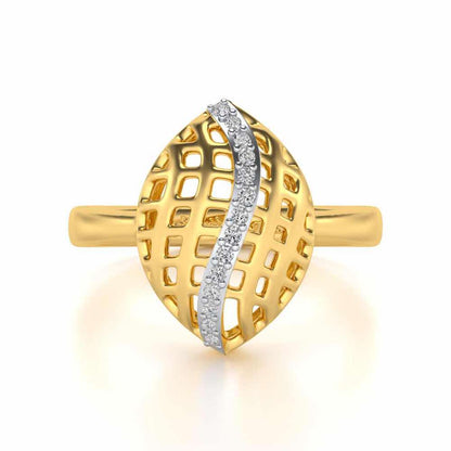Glitter Drop Silver Ring - Yellow Gold - Image 4