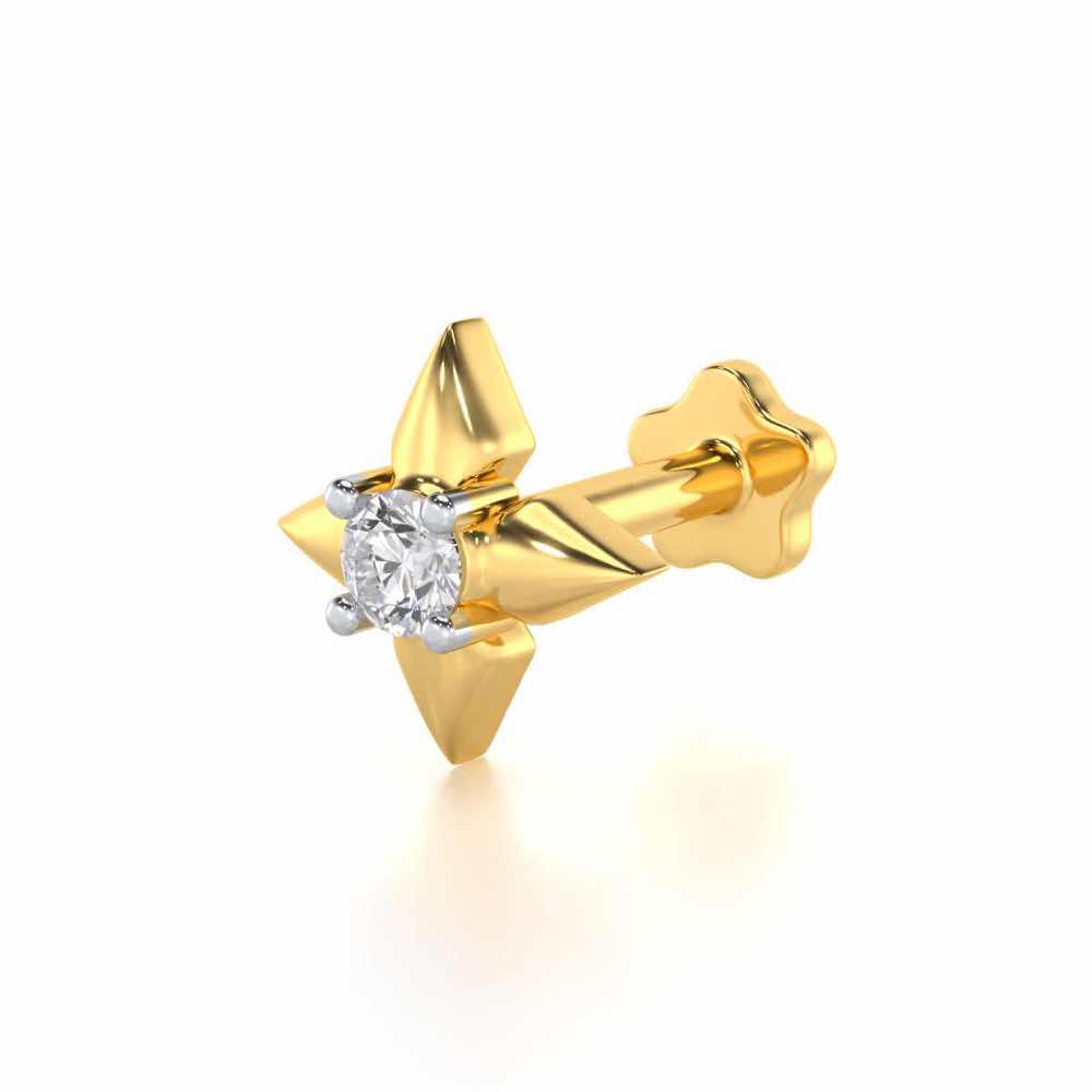 Glitter Star Silver Nosepin - Yellow Gold - Image 2