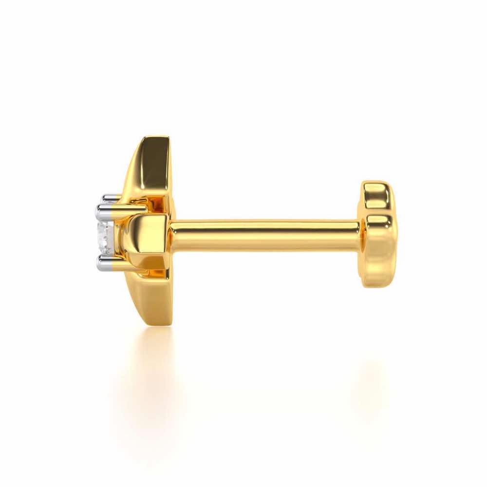 Glitter Star Silver Nosepin - Yellow Gold - Image 3