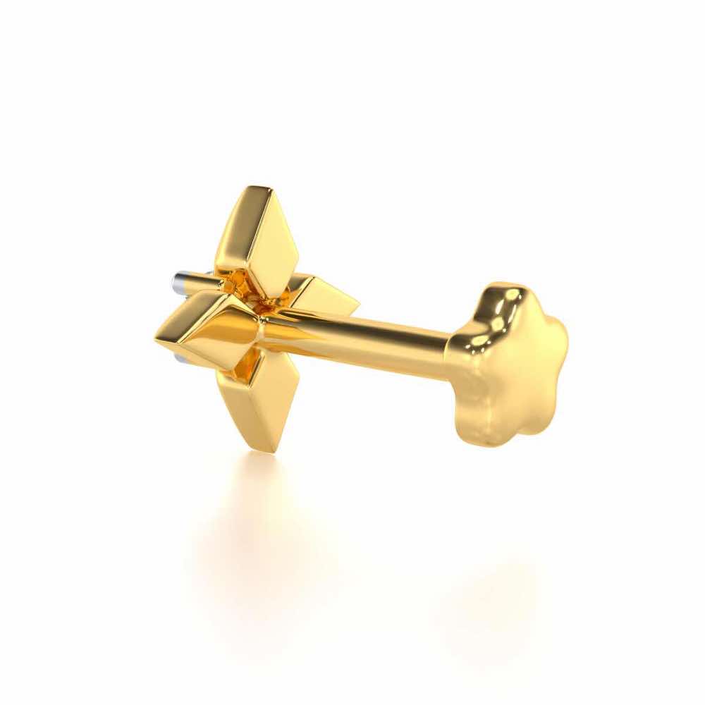 Glitter Star Silver Nosepin - Yellow Gold - Image 4
