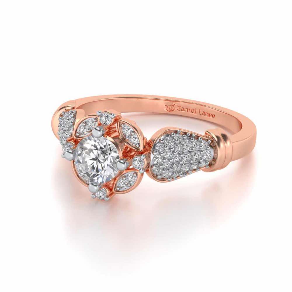 Glitter away Solitaire Silver Ring - Rose Gold - Image 2
