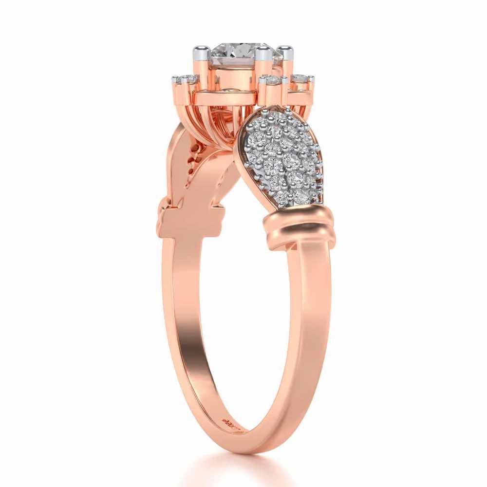 Glitter away Solitaire Silver Ring - Rose Gold - Image 3