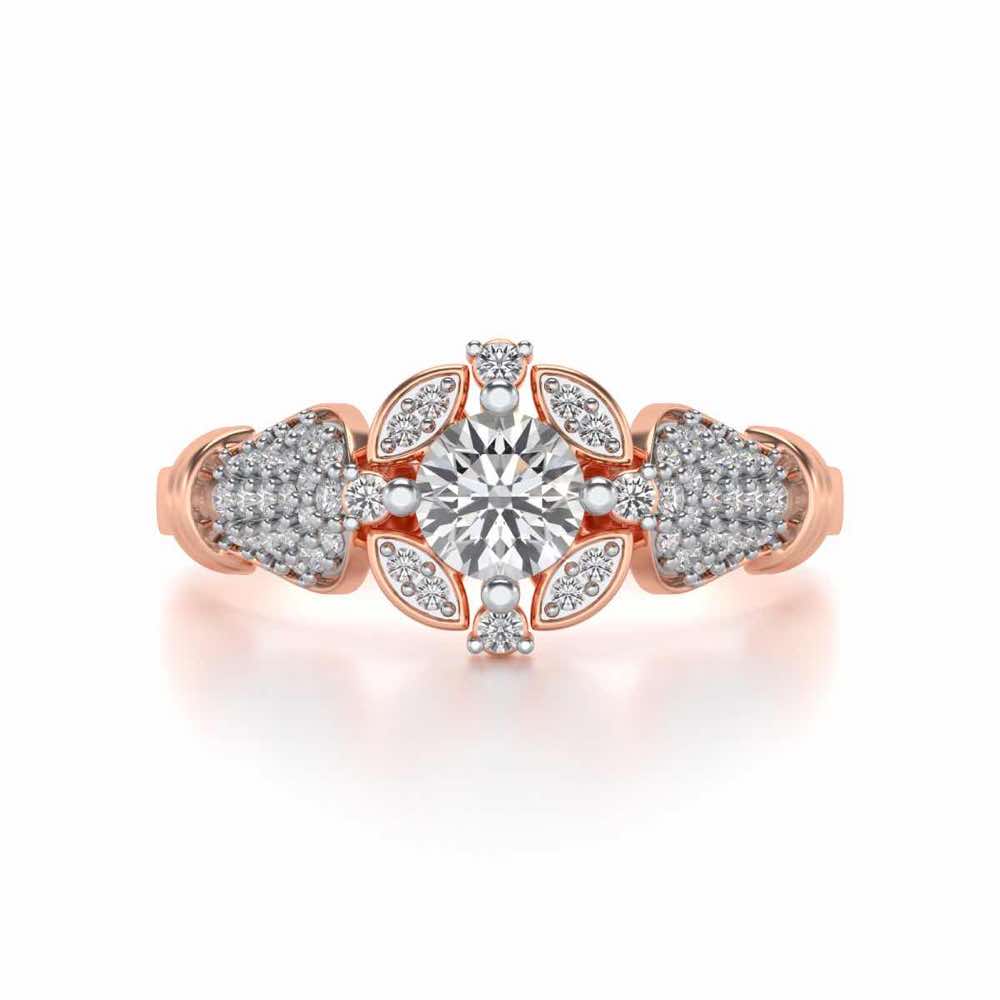 Glitter away Solitaire Silver Ring - Rose Gold - Image 4