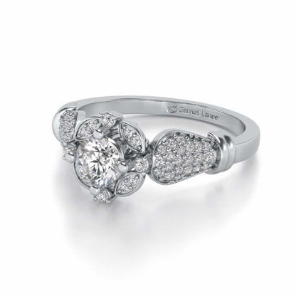 Glitter away Solitaire Silver Ring - White Gold - Image 2
