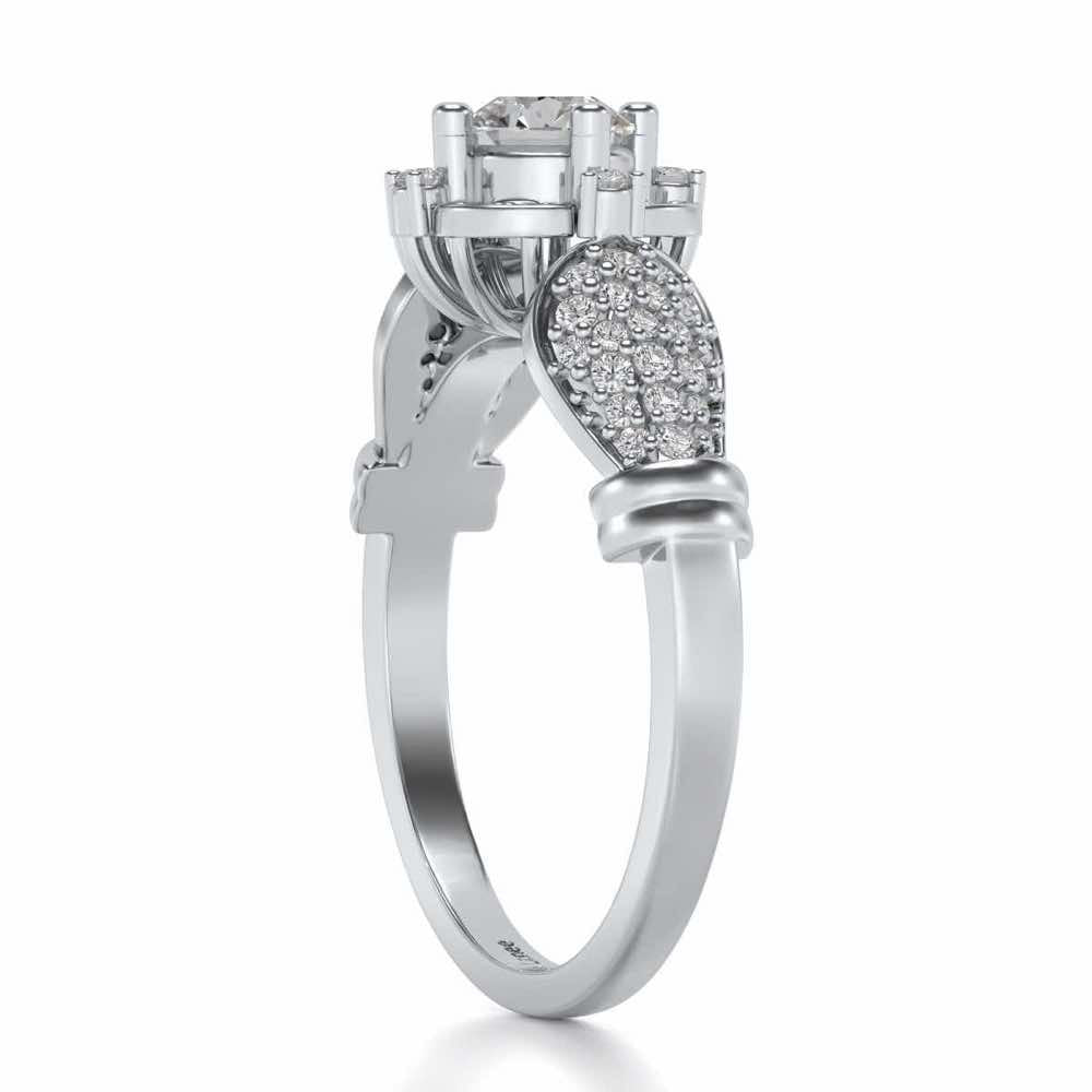 Glitter away Solitaire Silver Ring - White Gold - Image 3