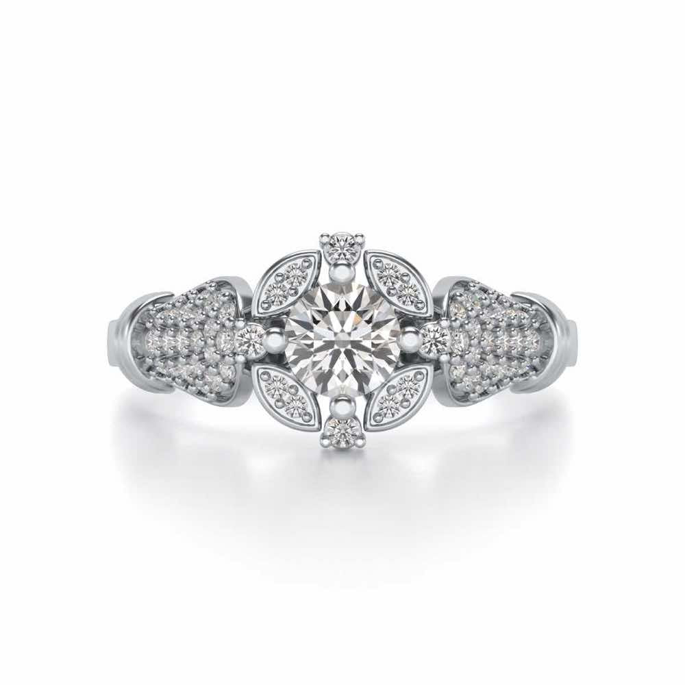 Glitter away Solitaire Silver Ring - White Gold - Image 4