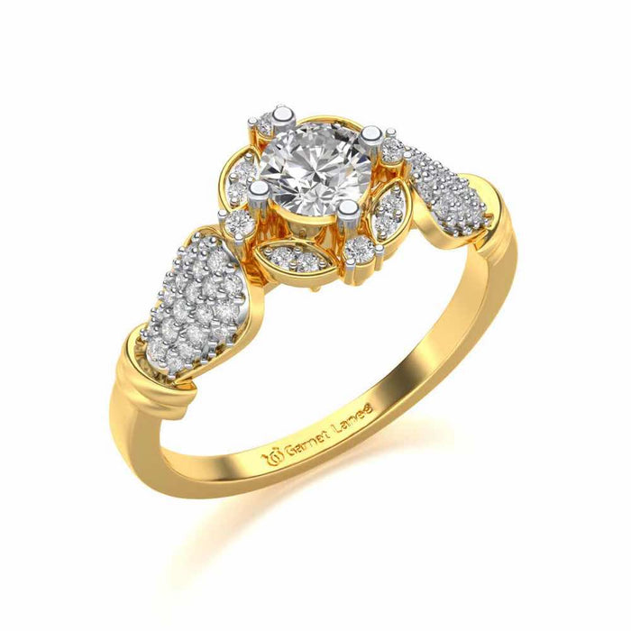 Glitter away Solitaire Silver Ring - Yellow Gold - Image 1