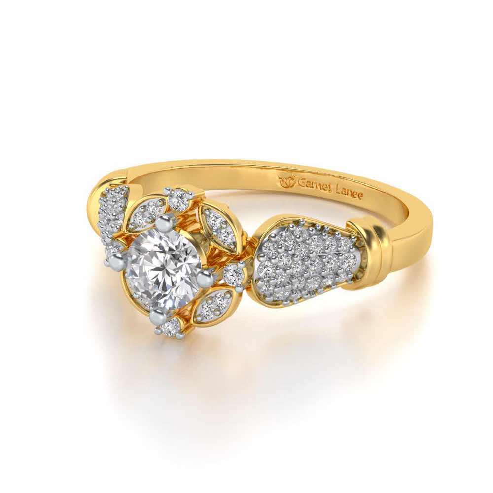 Glitter away Solitaire Silver Ring - Yellow Gold - Image 2
