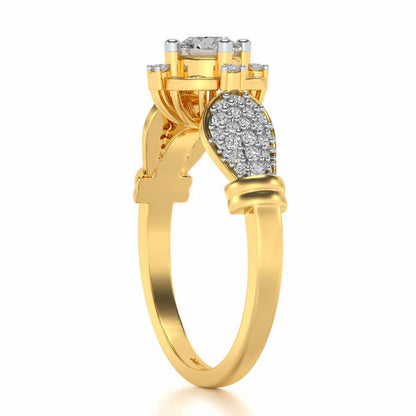 Glitter away Solitaire Silver Ring - Yellow Gold - Image 3