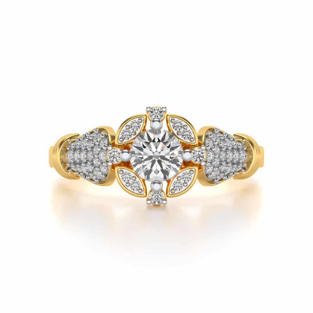 Glitter away Solitaire Silver Ring - Yellow Gold - Image 4