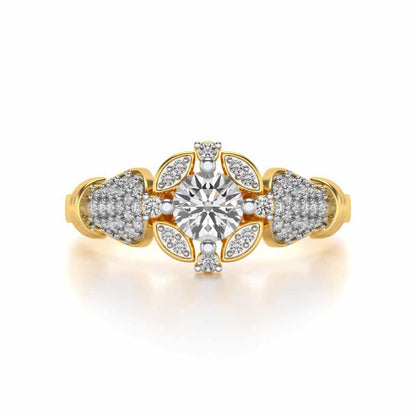 Glitter away Solitaire Silver Ring - Yellow Gold - Image 4