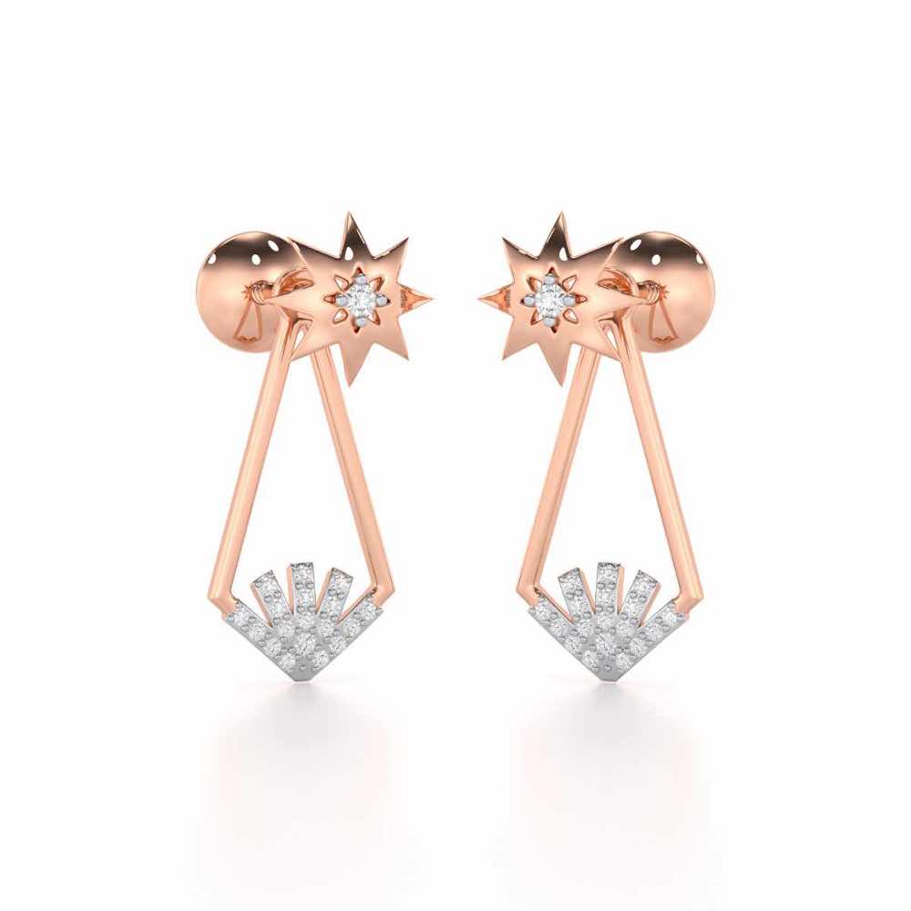 Glittering Gala Silver Drop Earrings - Rose Gold - Image 1
