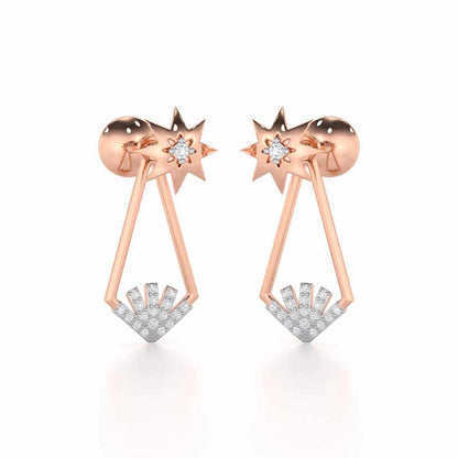 Glittering Gala Silver Drop Earrings - Rose Gold - Image 1