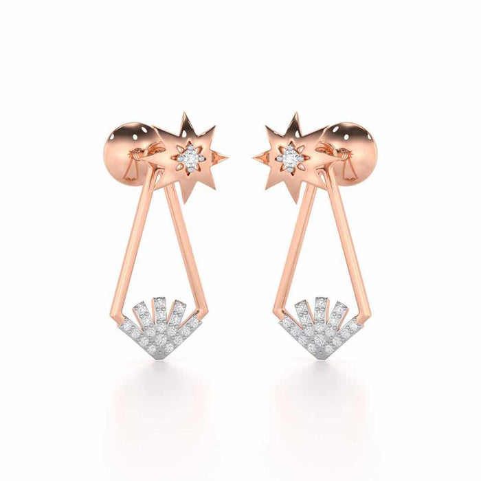 Glittering Gala Silver Drop Earrings - Rose Gold - Image 1