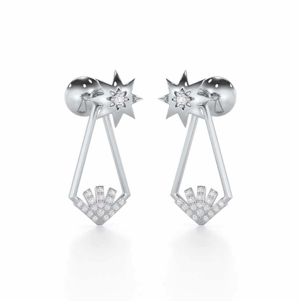 Glittering Gala Silver Drop Earrings - White Gold - Image 1
