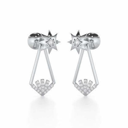 Glittering Gala Silver Drop Earrings - White Gold - Image 1