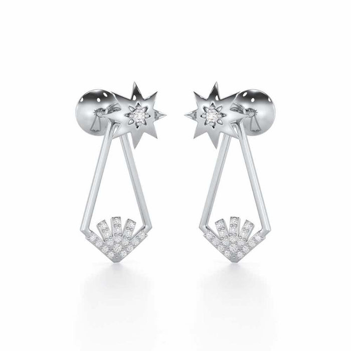 Glittering Gala Silver Drop Earrings - White Gold - Image 1