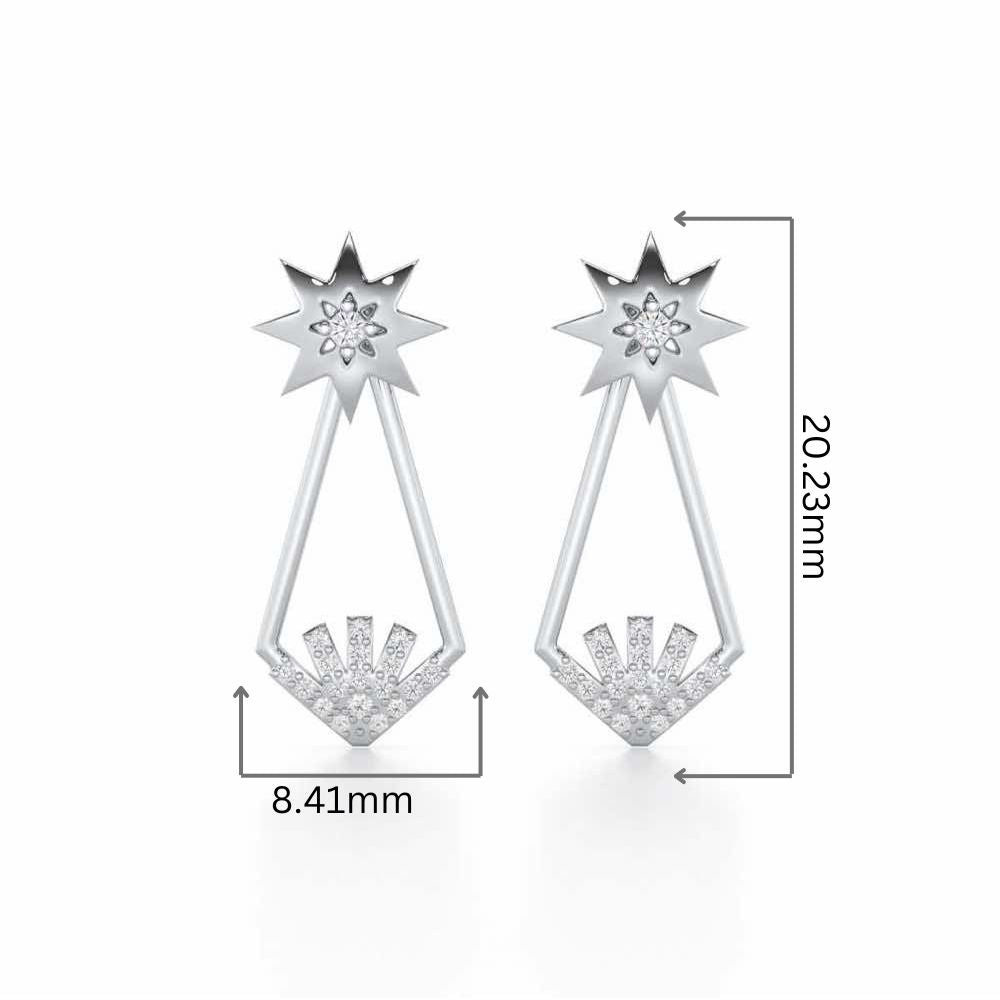 Glittering Gala Silver Drop Earrings - White Gold - Image 2