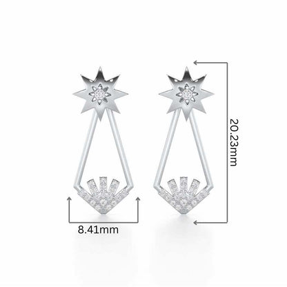 Glittering Gala Silver Drop Earrings - White Gold - Image 2