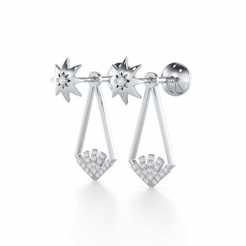 Glittering Gala Silver Drop Earrings - White Gold - Image 3