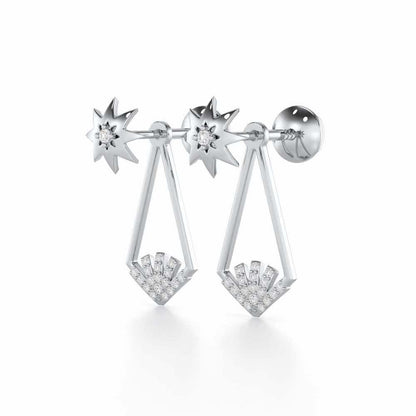 Glittering Gala Silver Drop Earrings - White Gold - Image 3