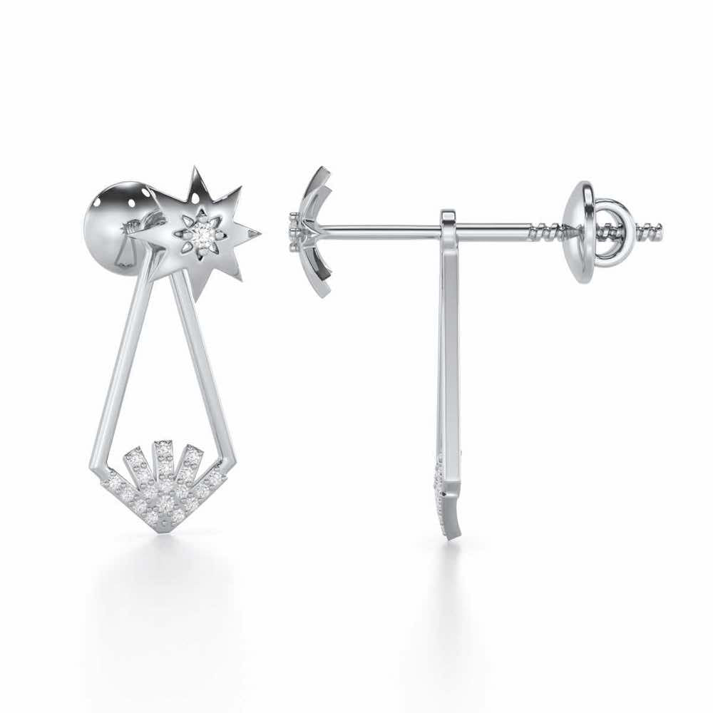 Glittering Gala Silver Drop Earrings - White Gold - Image 4