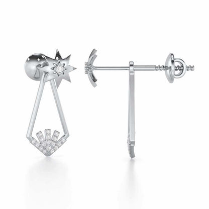 Glittering Gala Silver Drop Earrings - White Gold - Image 4